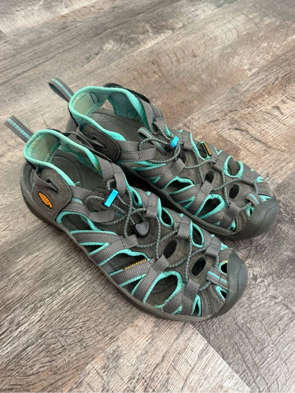 KEEN Women's Waterproof Sport Sandals in Charcoal & Teal 8